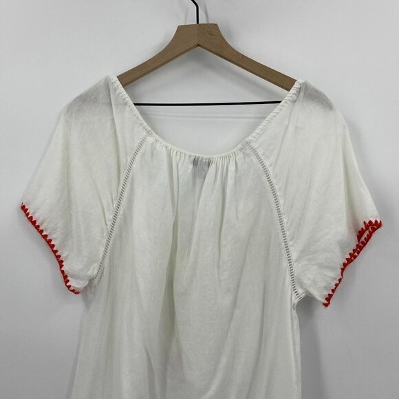 J. Crew Embroidered Linen Cotton Pom Pom Cover Up Dress White Size Medium - Picture 7 of 9